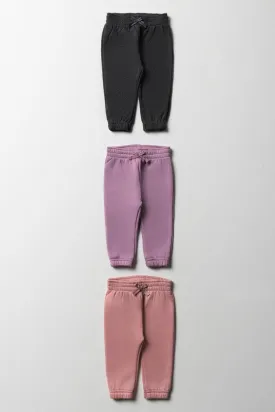 3 Pack Trackpants Pink, Lilac & Dark Grey