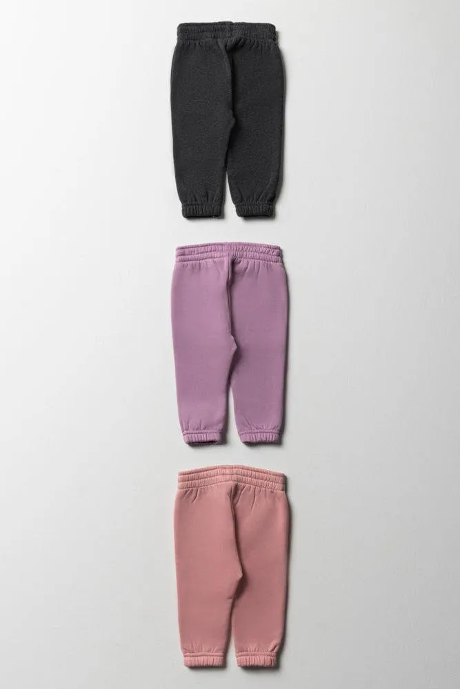 3 Pack Trackpants Pink, Lilac & Dark Grey