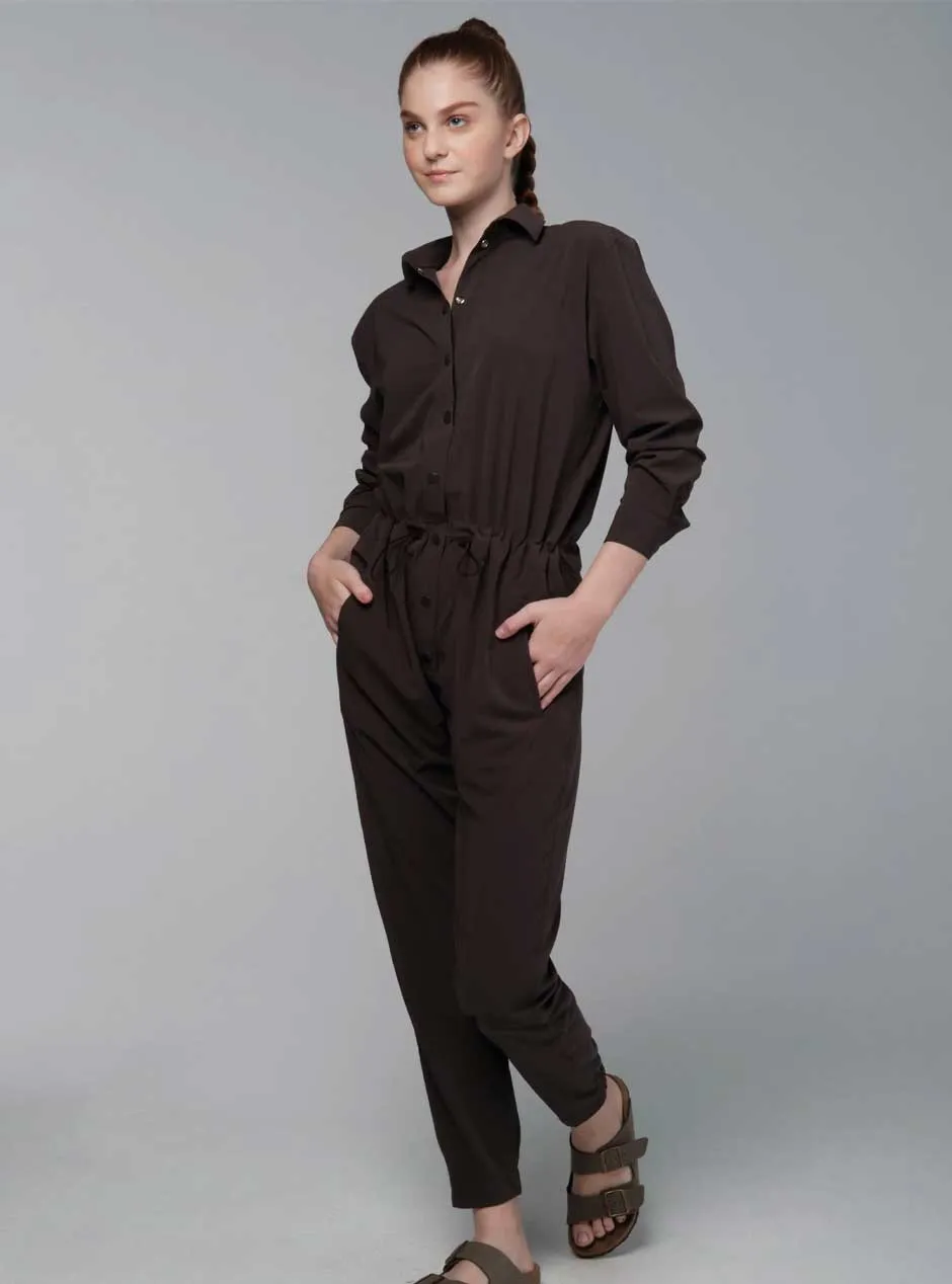 925 Fit Women's I Will Survive Waterproof Jumpsuit - Coffee Brown