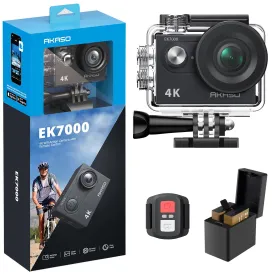 AKASO EK7000 4K30FPS 20MP WiFi Action Camera with EIS Ultra HD Underwater Camera 131FT Waterproof Camera Remote Control 4X Zoom Support External Microphone Black