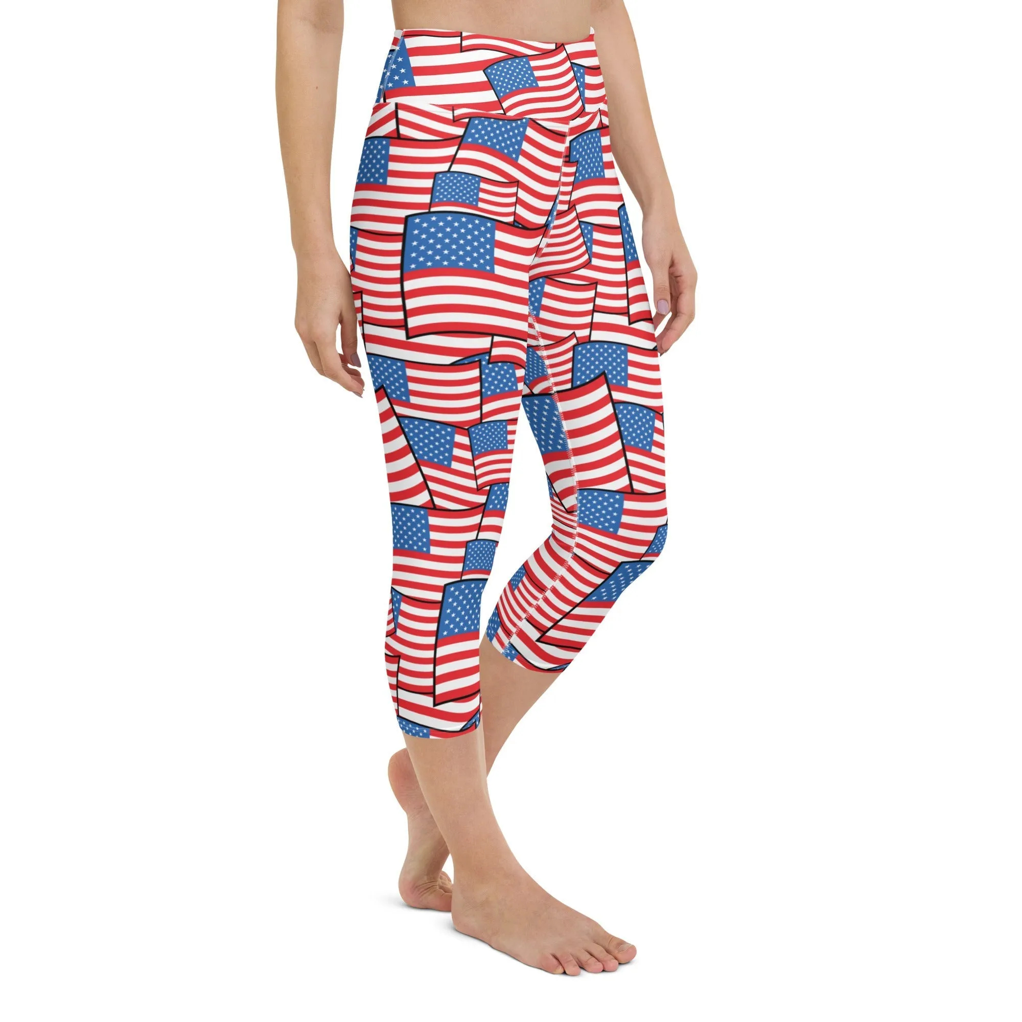 American Flag Pattern Yoga Capris