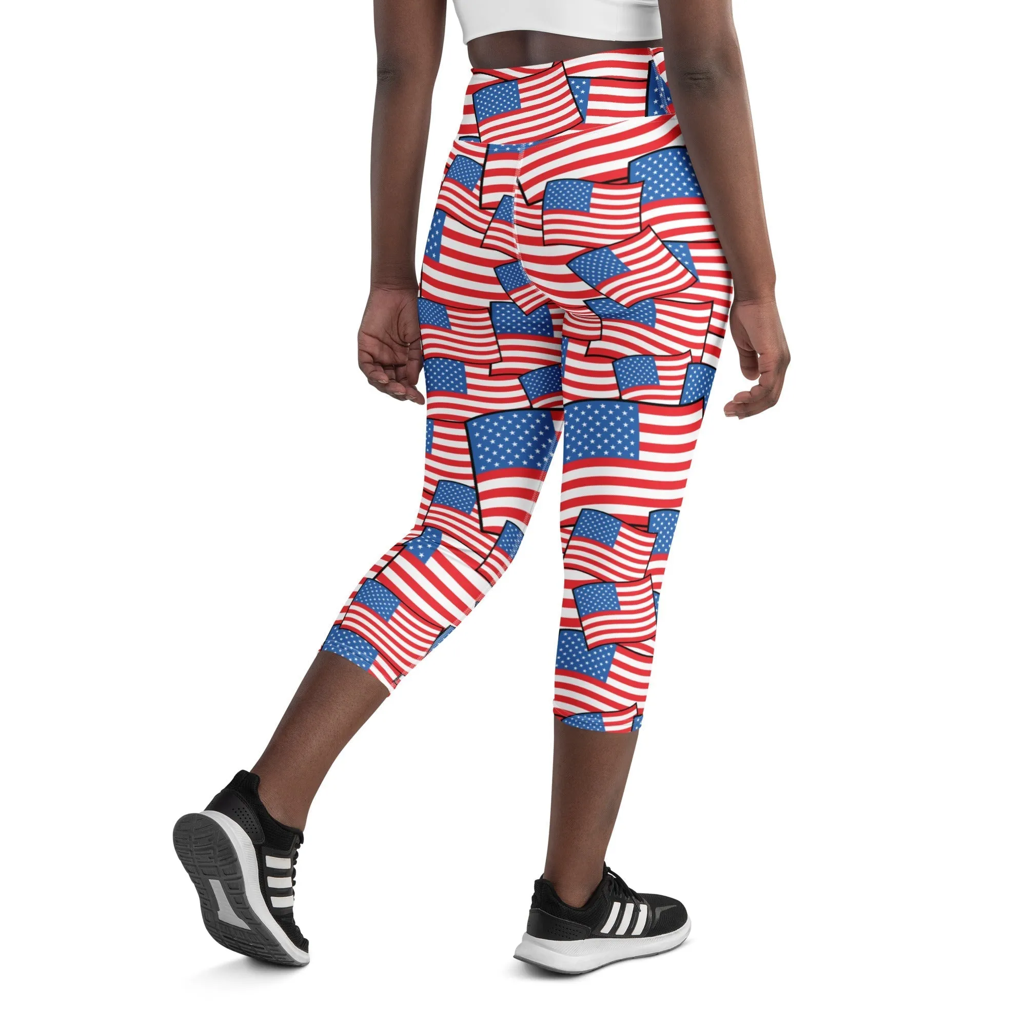 American Flag Pattern Yoga Capris