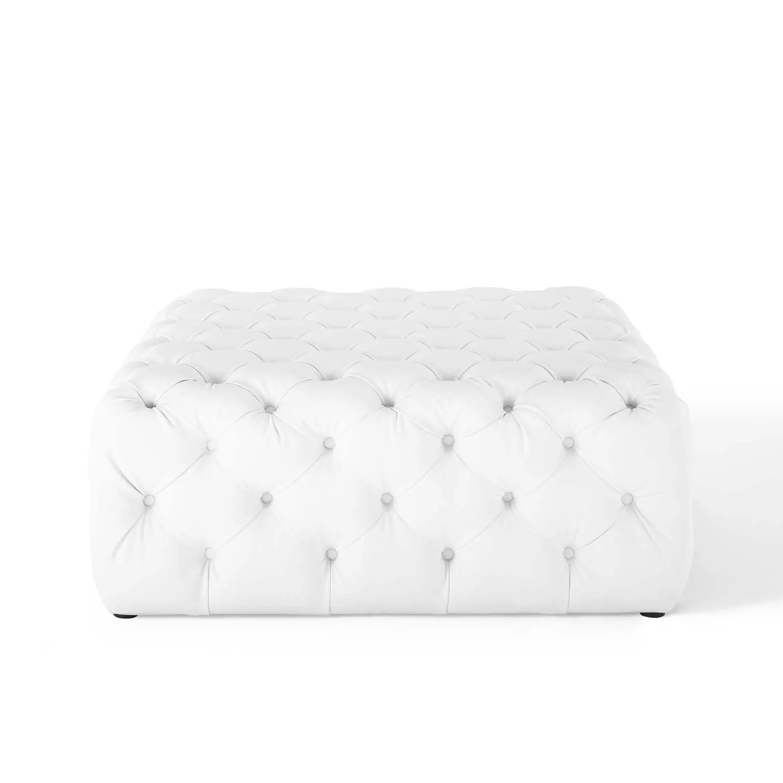 Amour Tufted Button Large Square Faux Leather Ottoman by Modway