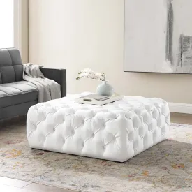 Amour Tufted Button Large Square Faux Leather Ottoman by Modway