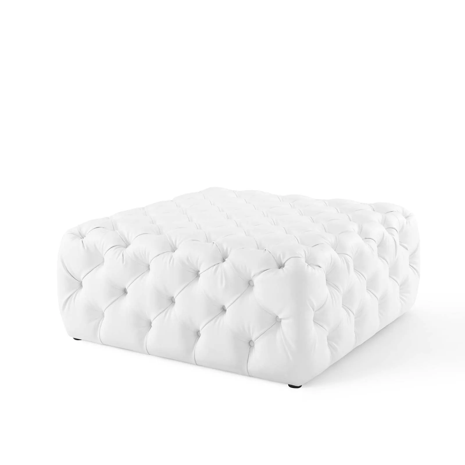 Amour Tufted Button Large Square Faux Leather Ottoman by Modway