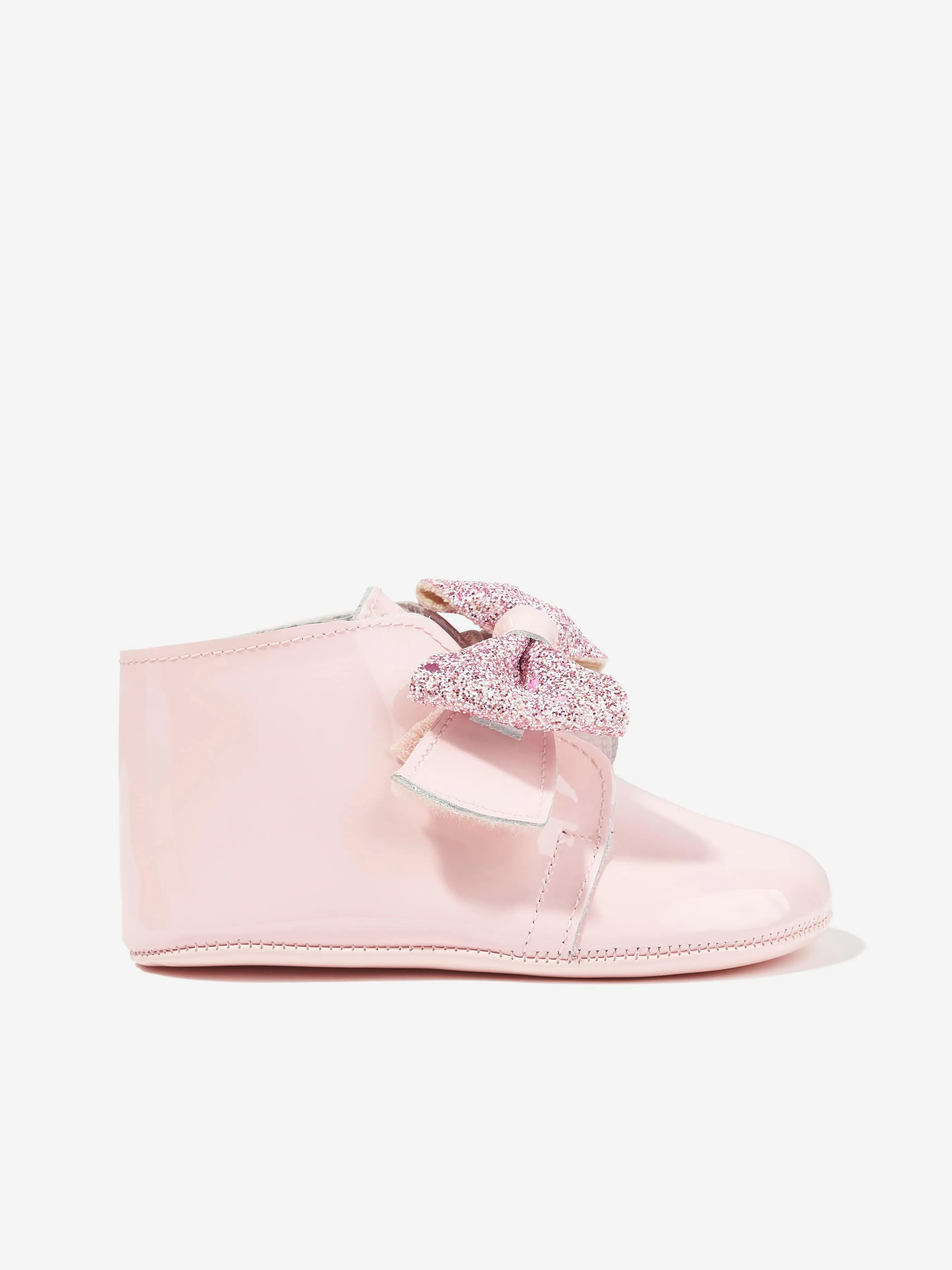 Andanines Baby Girls Glitter Bow Booties in Pink