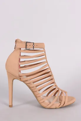 Anne Michelle Nubuck Strappy Buckled Stiletto Heel