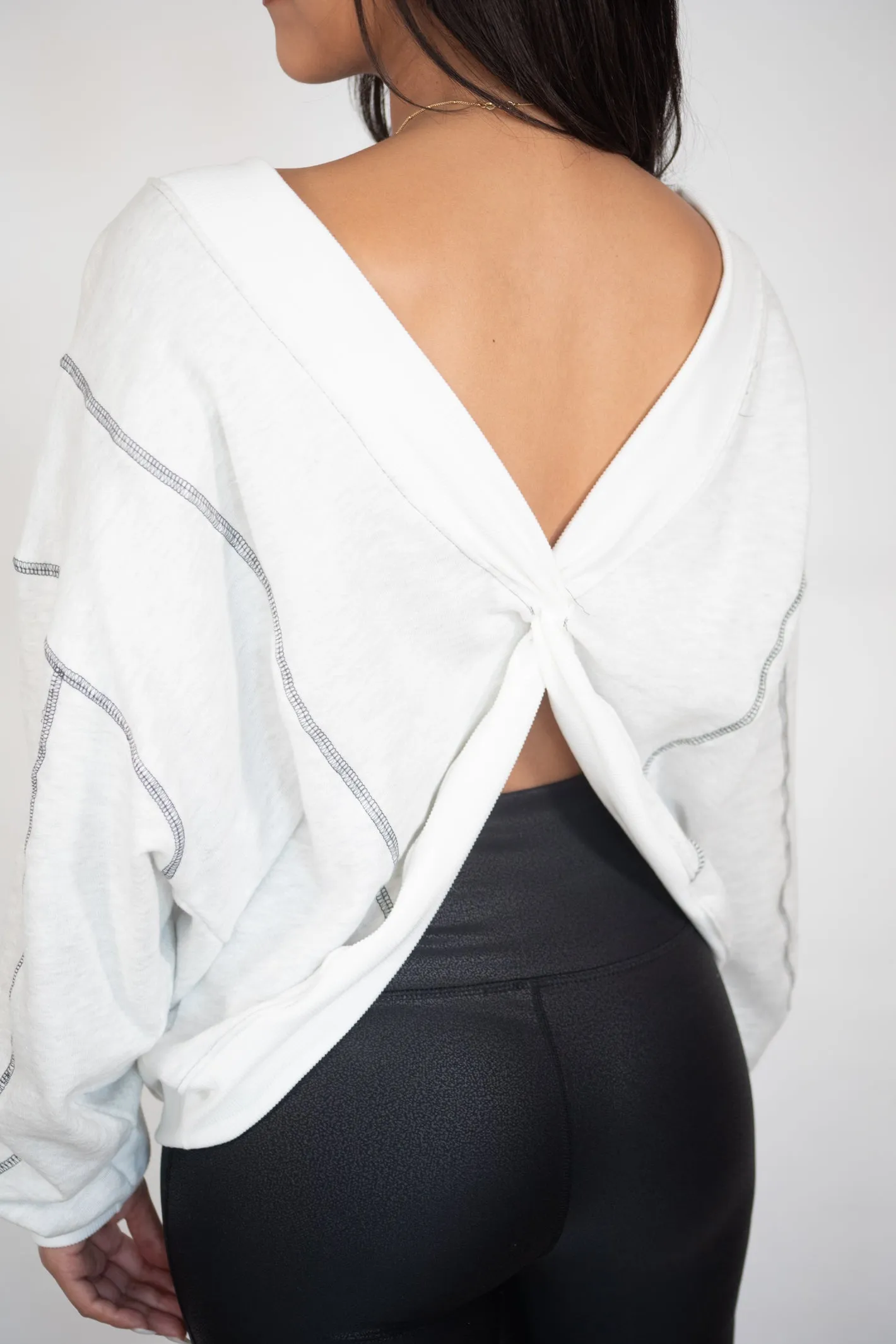 At A Glance Grey With Open Back Sweatshirt Top