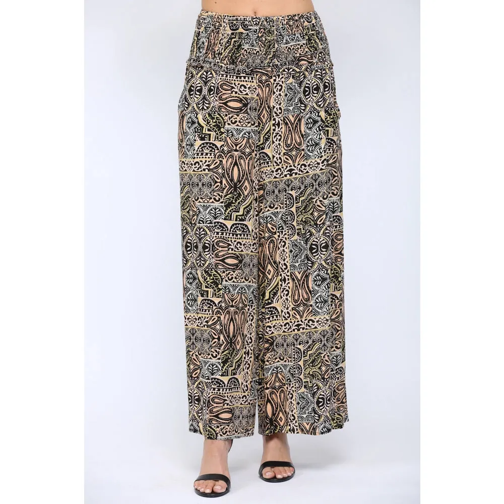 Aztec Print Wide Leg Pant