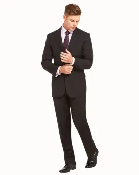 Big Mens Single Breasted Semi Slim Black Suit Set