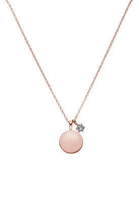 Birthstone March Necklace 14K Rose Gold Plated