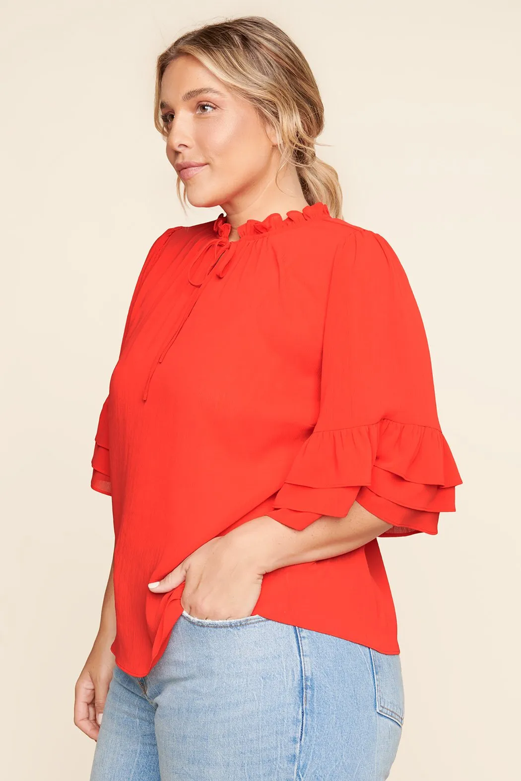 Break Room Ruffle Blouse Curve