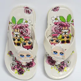 C1406 WATER FISH Happy Doll Back Light Off White Flip Flop