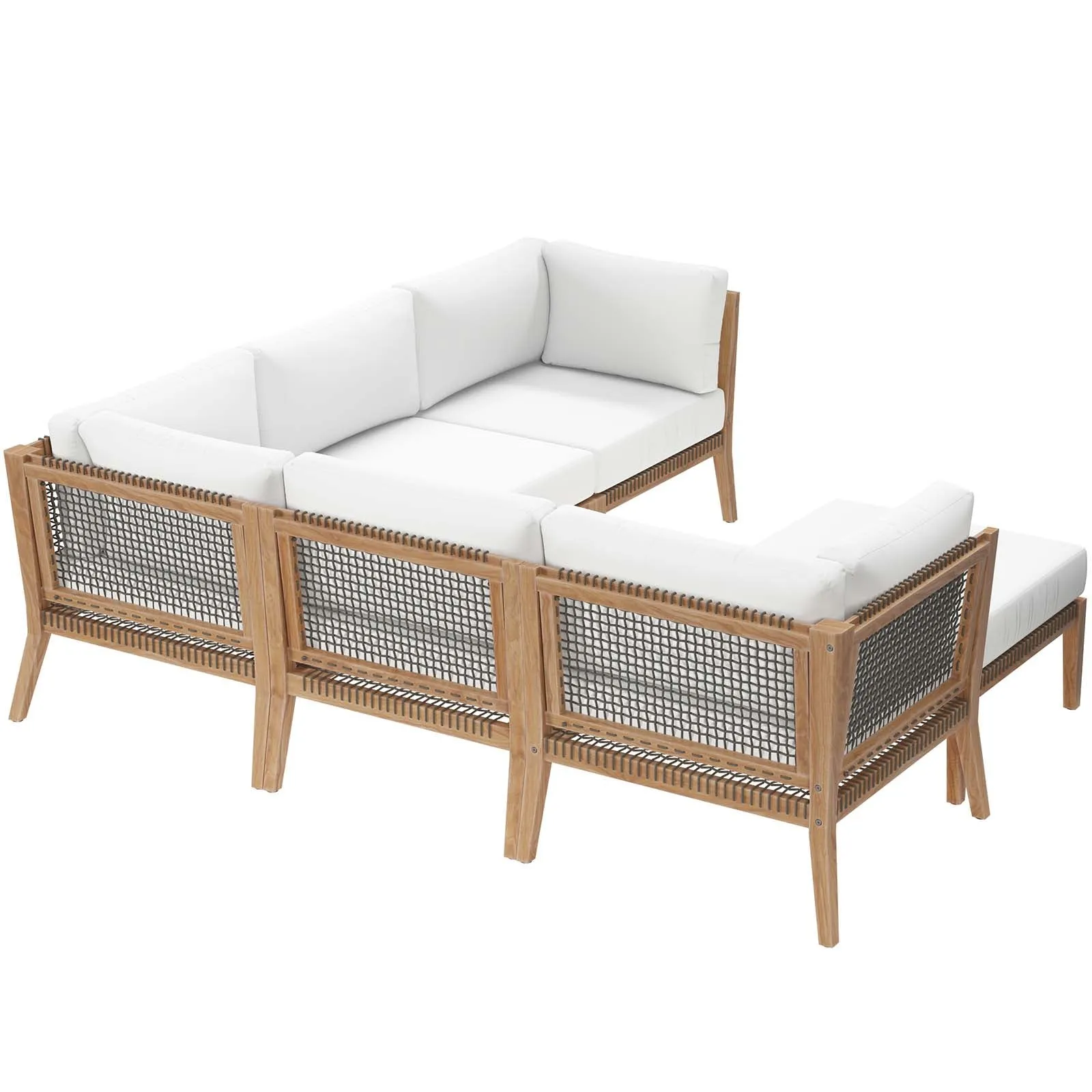 Clearwater Outdoor Patio Teak Wood 6-Piece Sectional Sofa by Modway