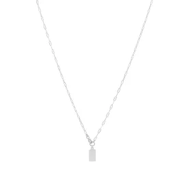 Engravable Rectangle Tag Necklace - Silver