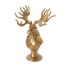 Eric   Eloise Bronzed Aluminum Eugene the Moose Bust Form Tabletop Mantel Decor