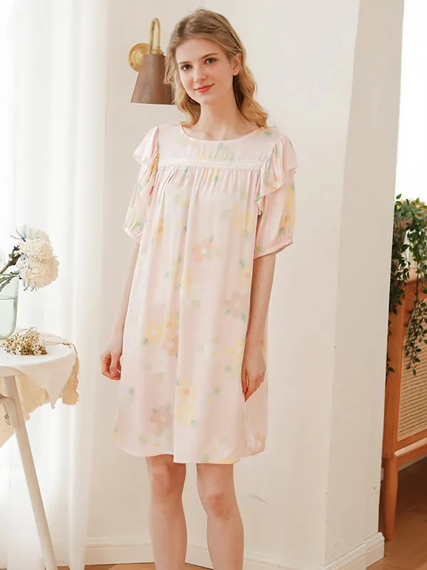 Floral Print Cotton Lounge Nightdress