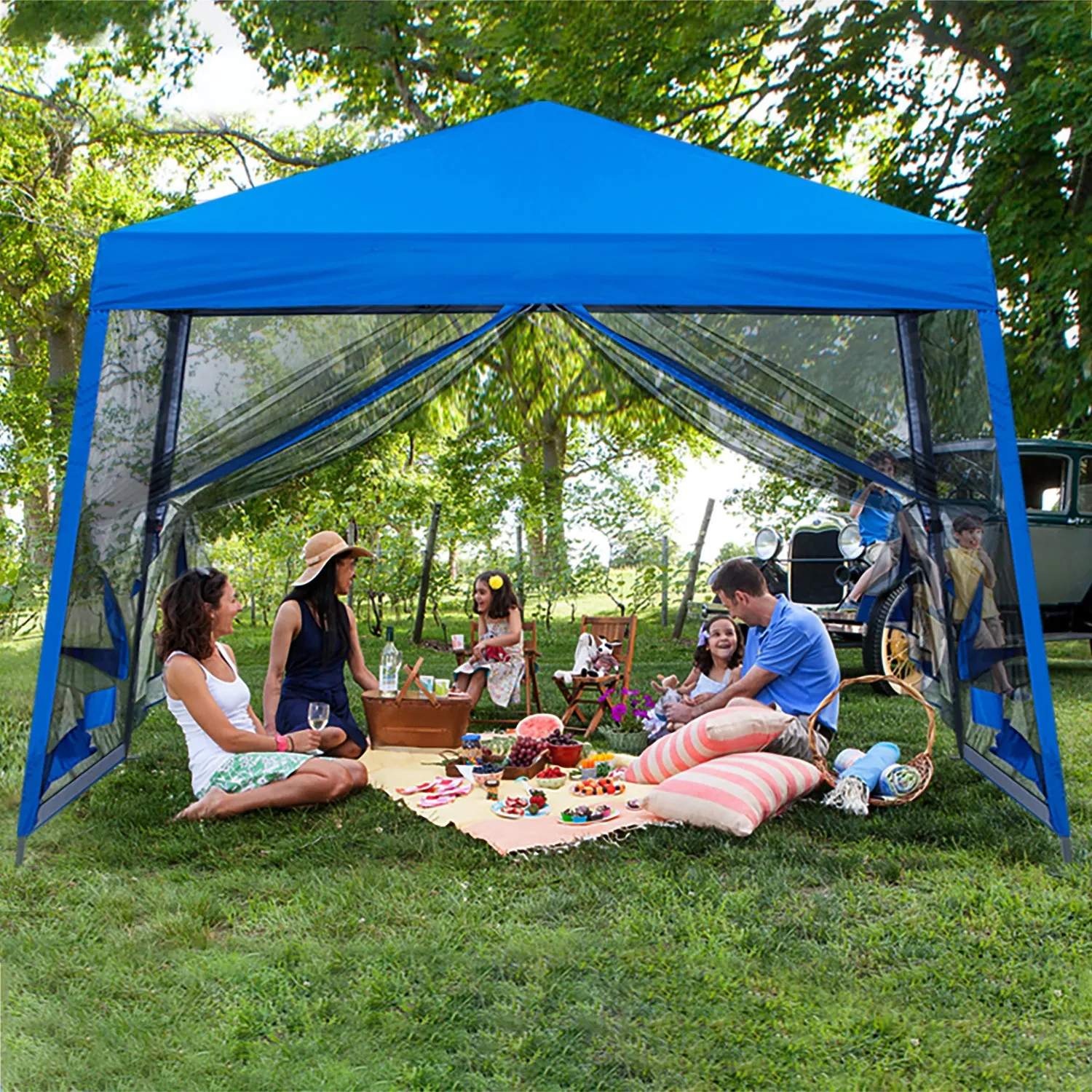 Leisure Sports 8x8/10x10/11x11 Pop Up Stable Canopy Tent with Mosquito Netting