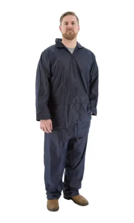 Majestic 71-2010 2-Piece Hooded Navy Rain Suit