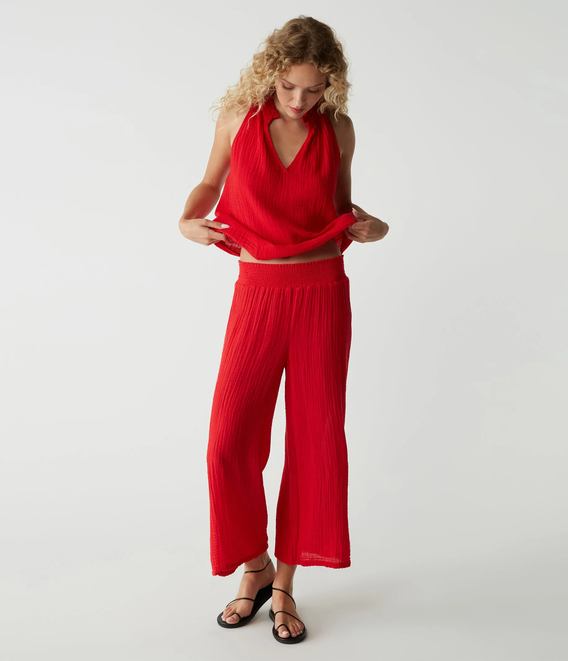 Medina Cropped Gauze Pant