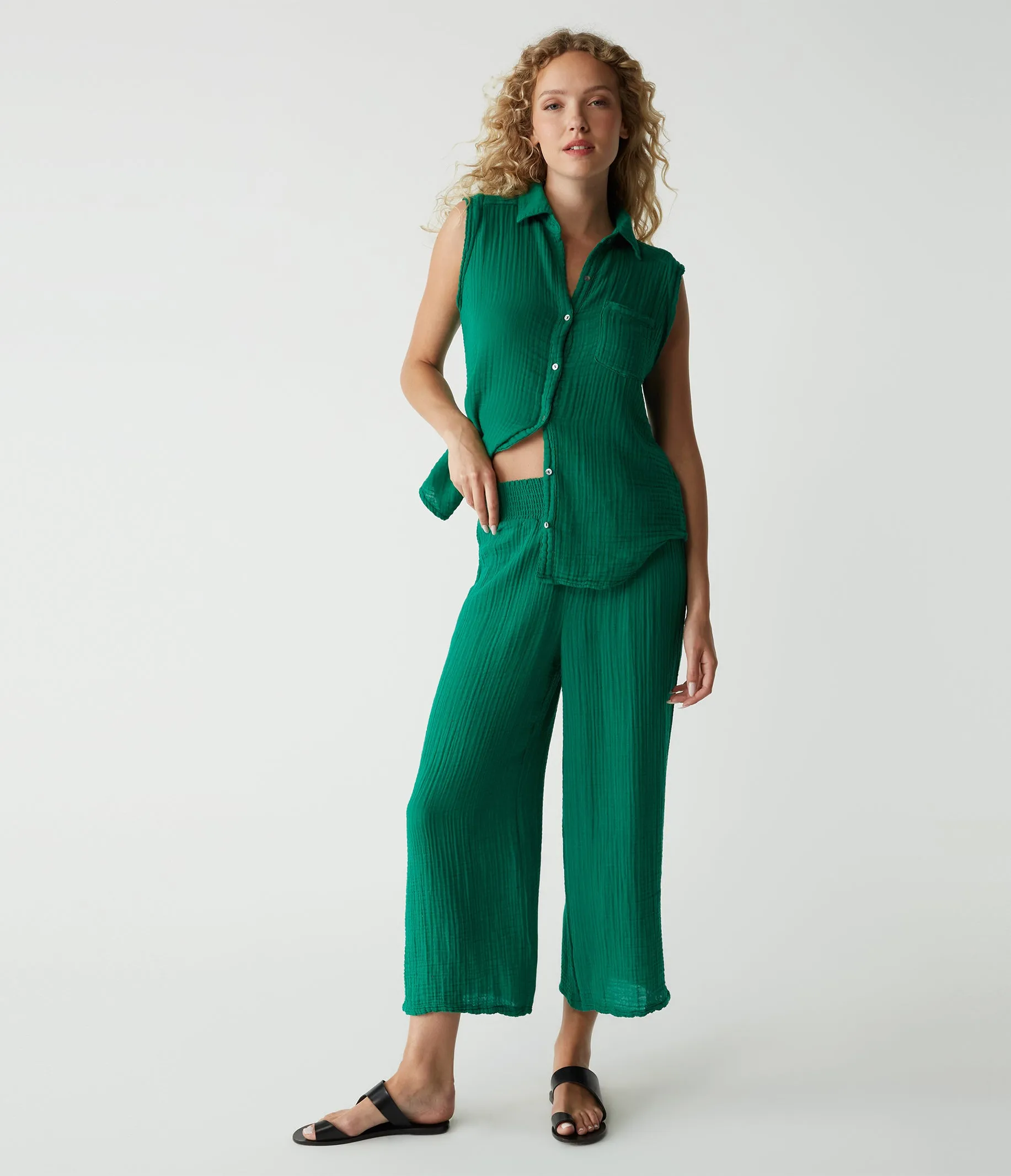 Medina Cropped Gauze Pant