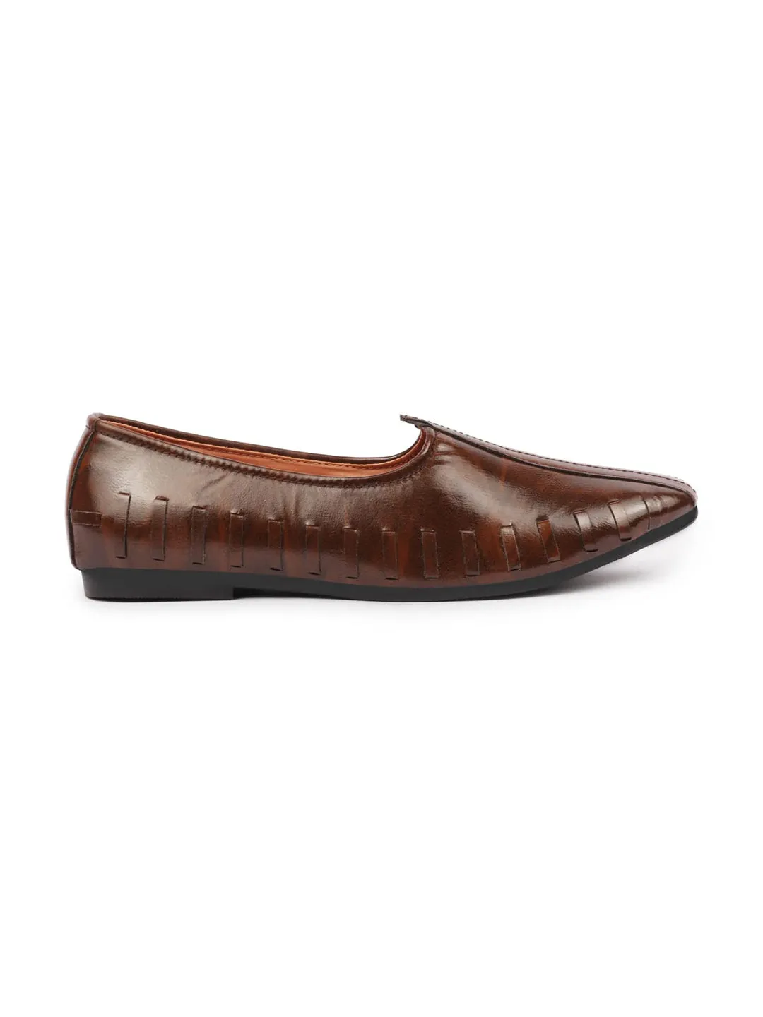 Men Brown Ethnic Slip-On Juttis