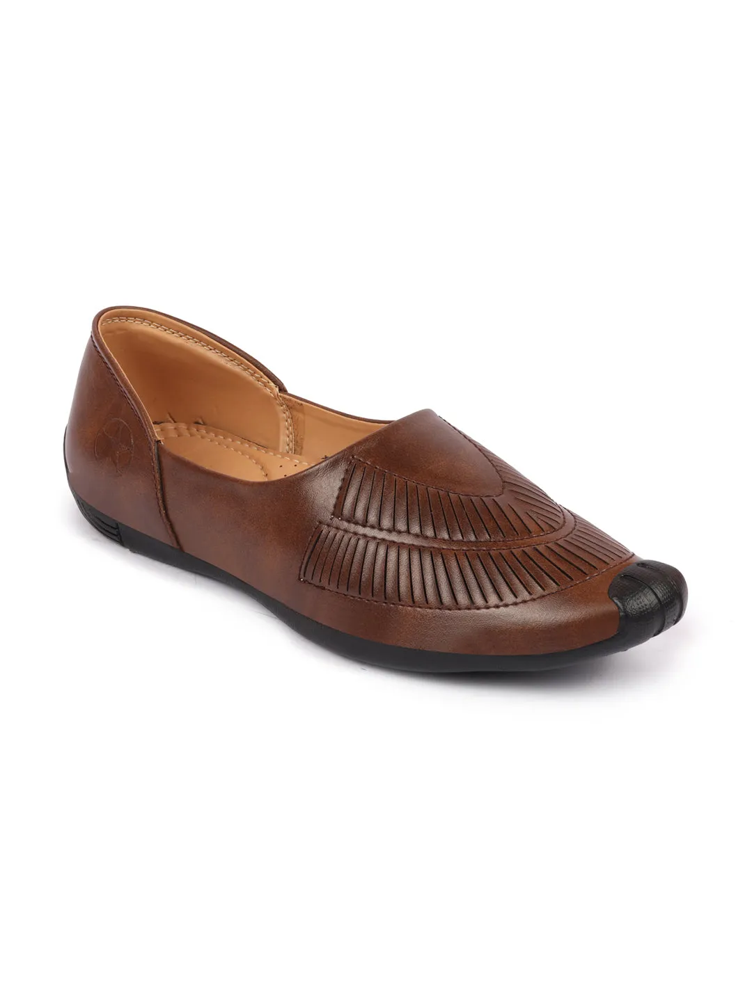 Men Brown Ethnic Slip-On Juttis