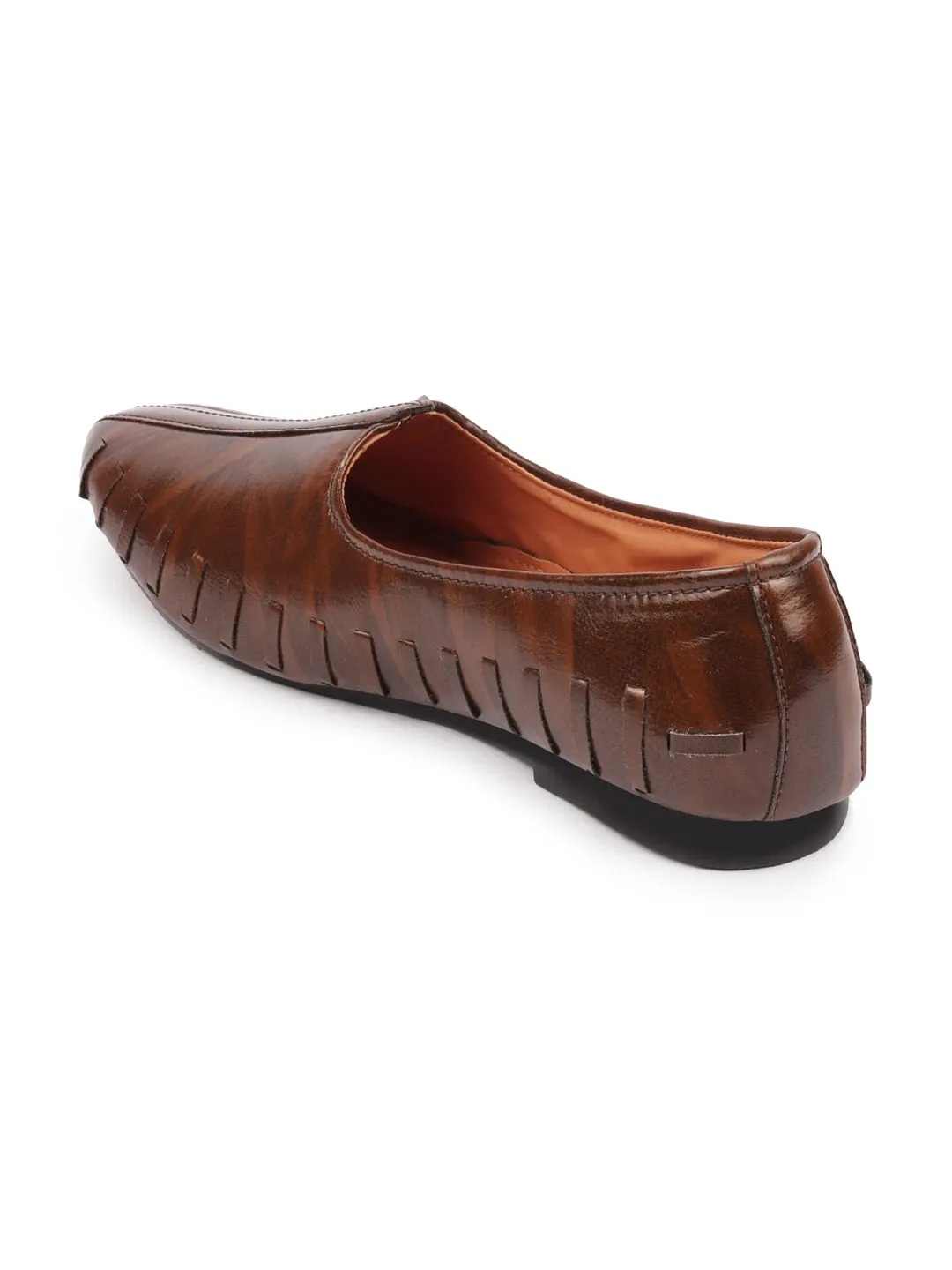 Men Brown Ethnic Slip-On Juttis