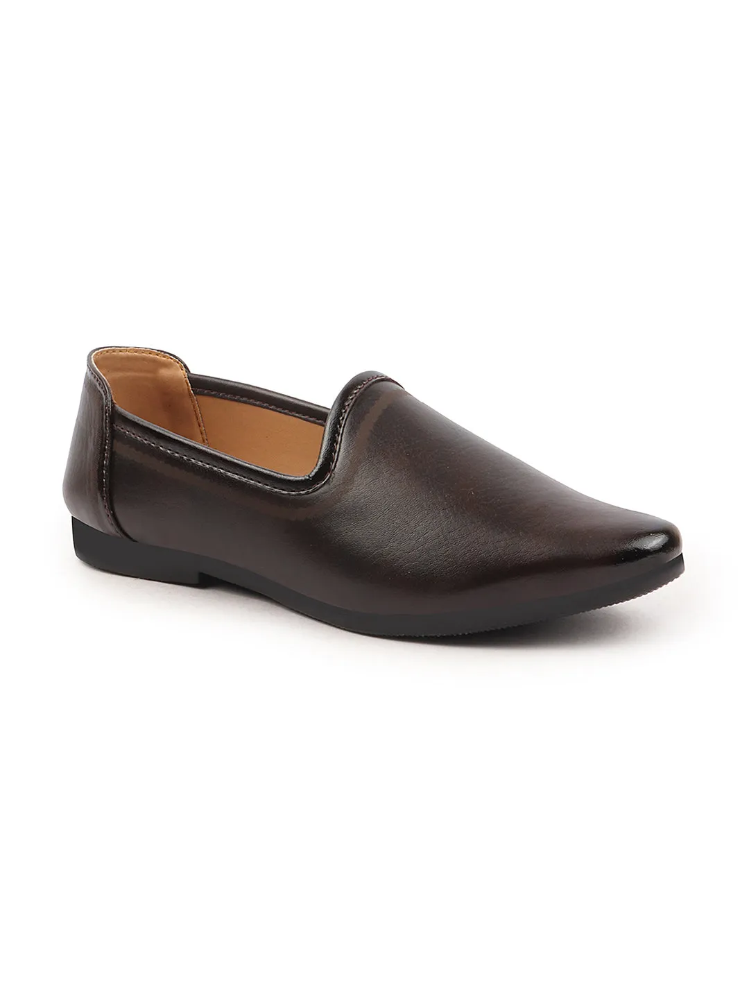 Men Brown Ethnic Slip-On Lightweight Jutis & Mojaris