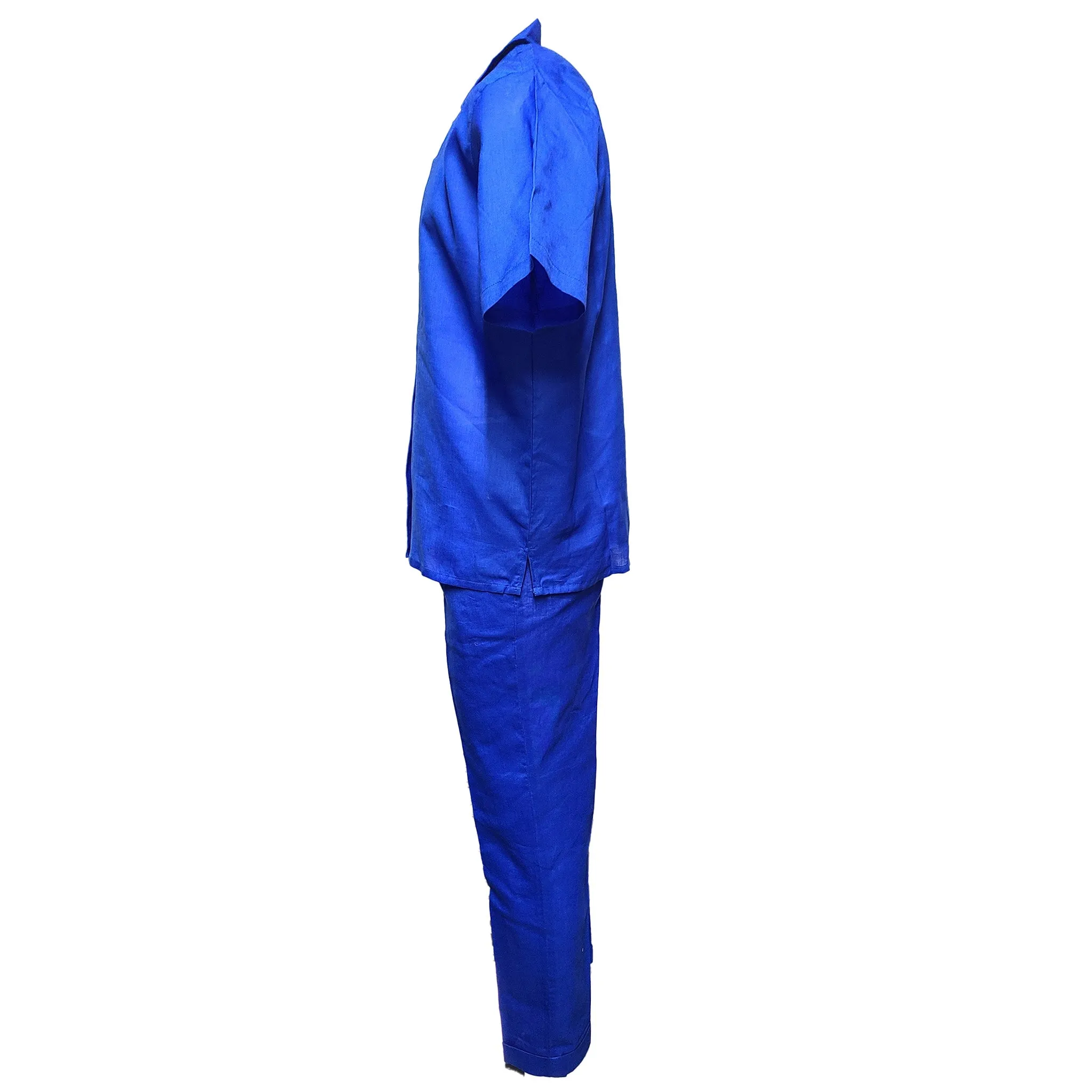 Men's Royal Blue Linen Leisure Suit