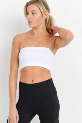 Micro Strap Ribbed Bandeau Bra Top