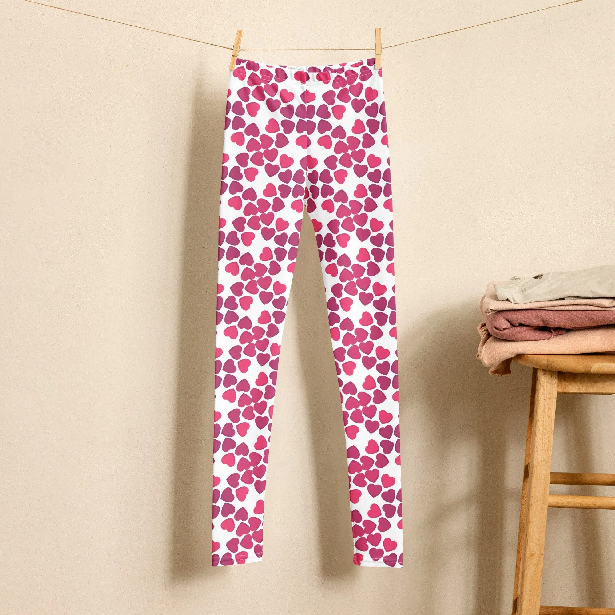 Pink Hearts Youth Leggings Dance Gym Yoga Fashion