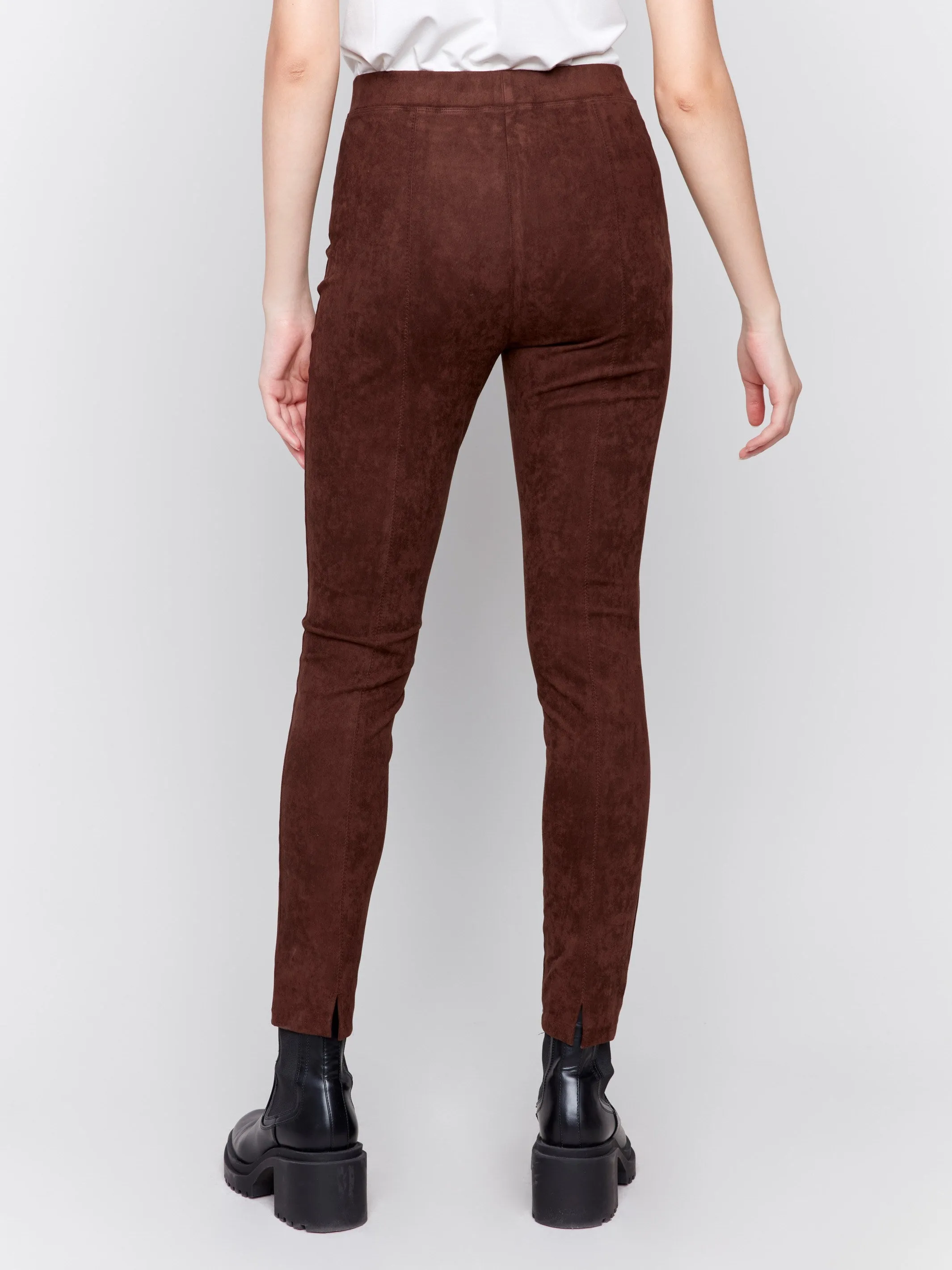 Pull-On Faux Suede Pants - Mocha