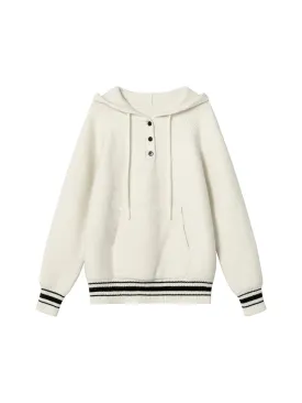 Relaxed Revival Loose Contrast Pullover Knit Hoodie