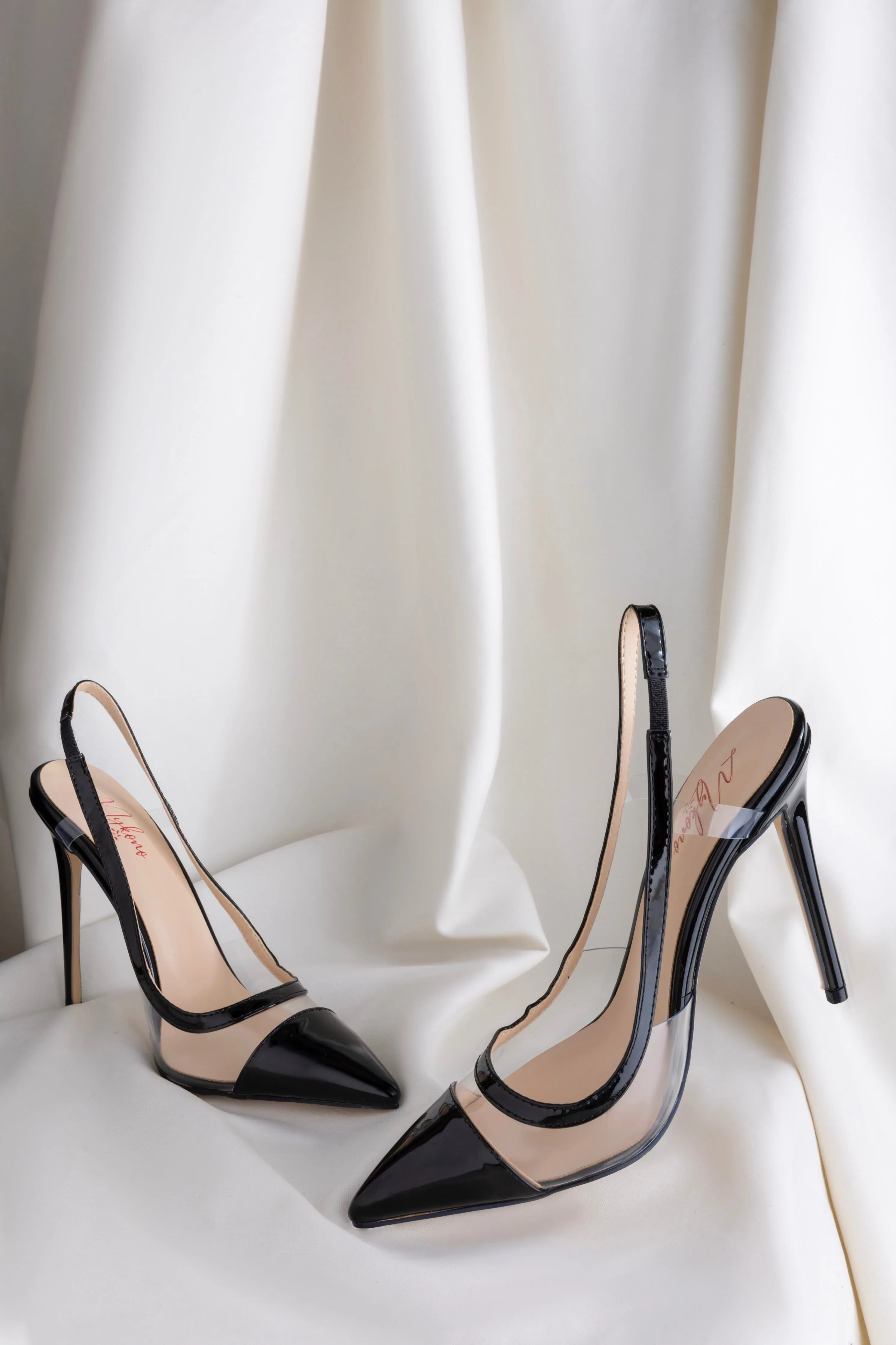 See-Through Slingback Pumps-Black