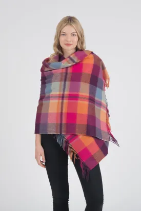 Square Check Lambswool Stole - Orient Ginger