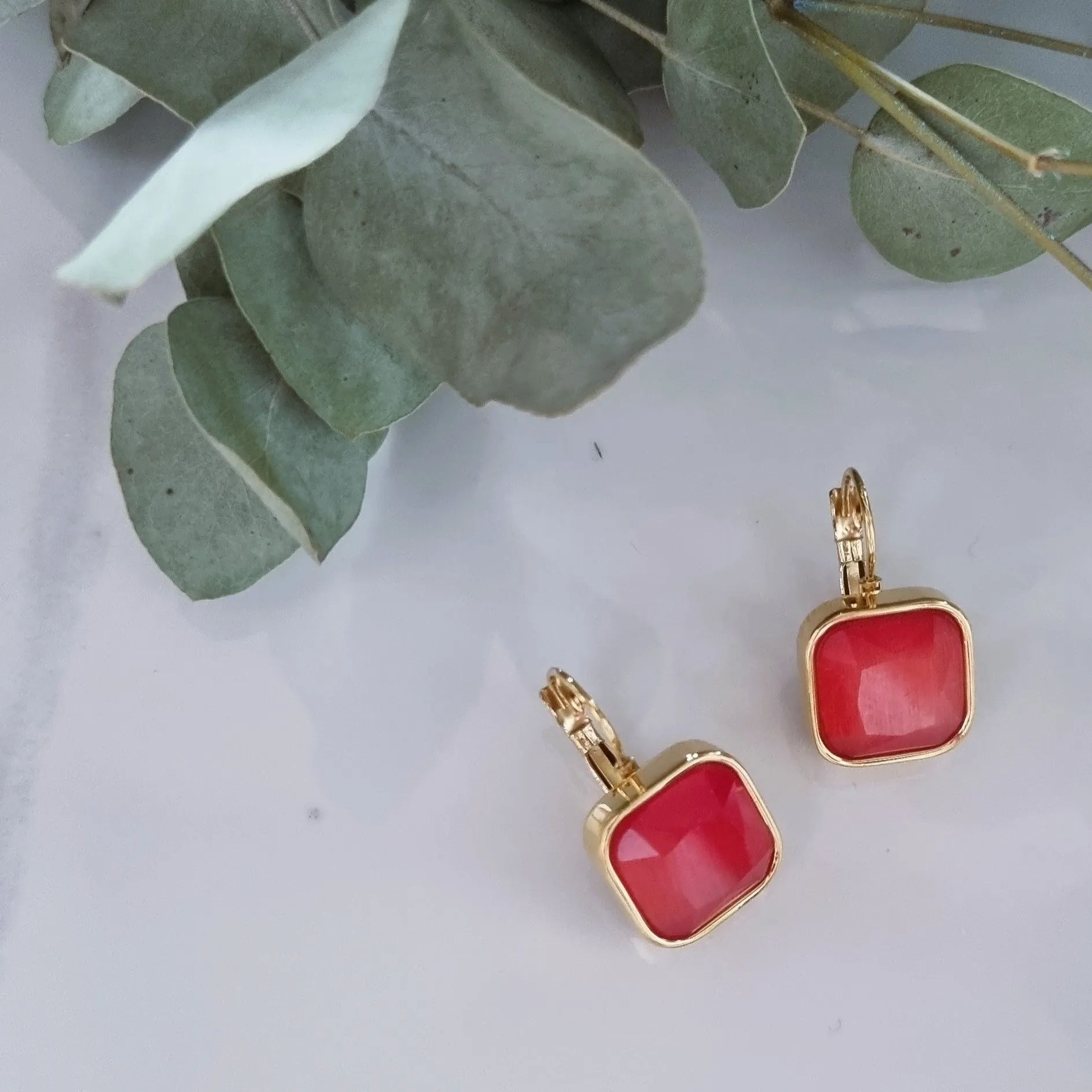 Squared stone's earrings