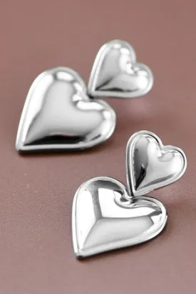 Stainless Steel Heart Drop Earrings