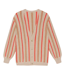 The Everett Cardigan. -- Oatmeal Heritage Stripe