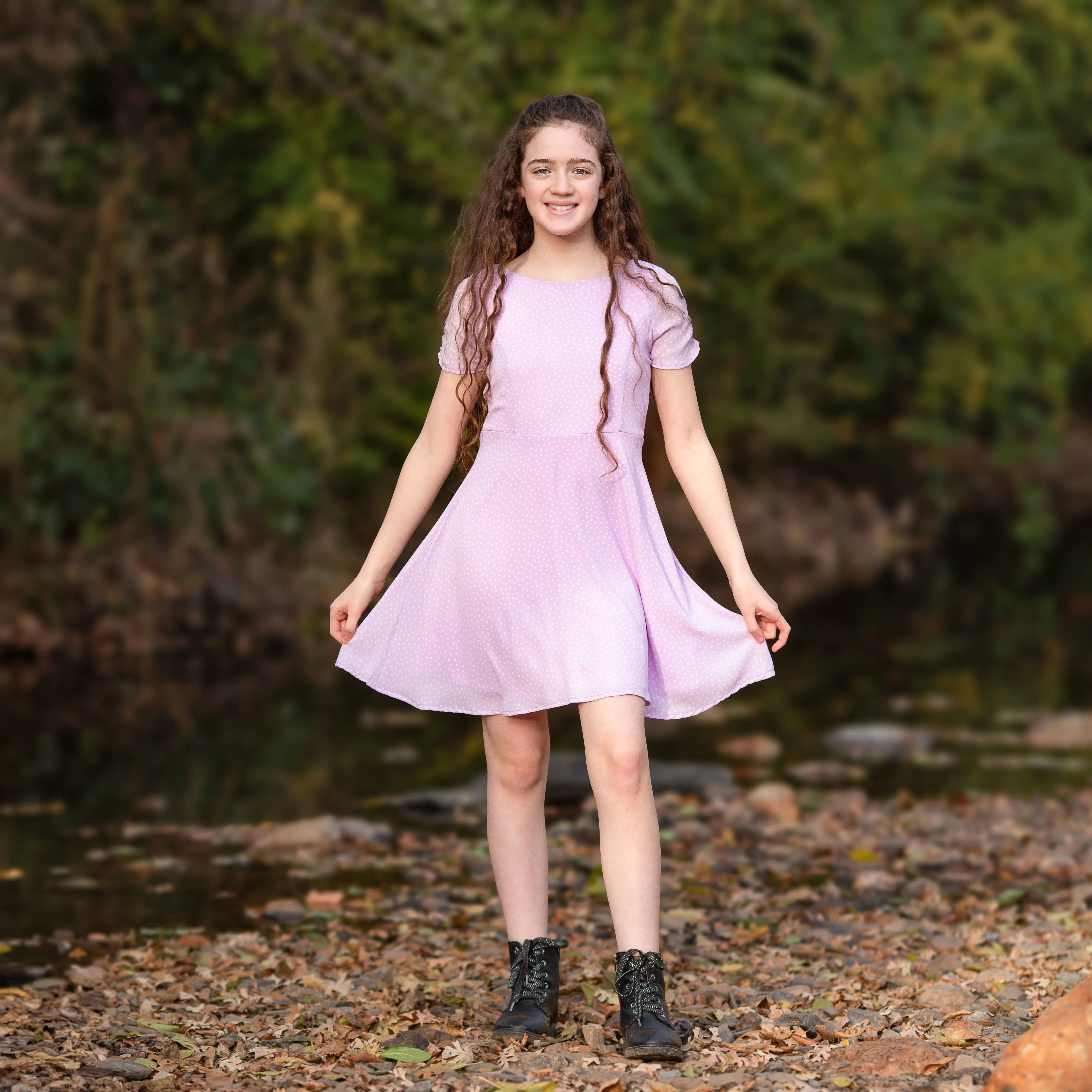 Tween Pebble Polka Dot Princess Seam Dress